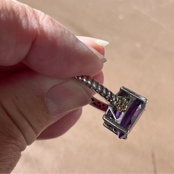 Large Amethyst Faceted Gemstone Sterling Silver Ring Size 7 - Picture 6 of 10